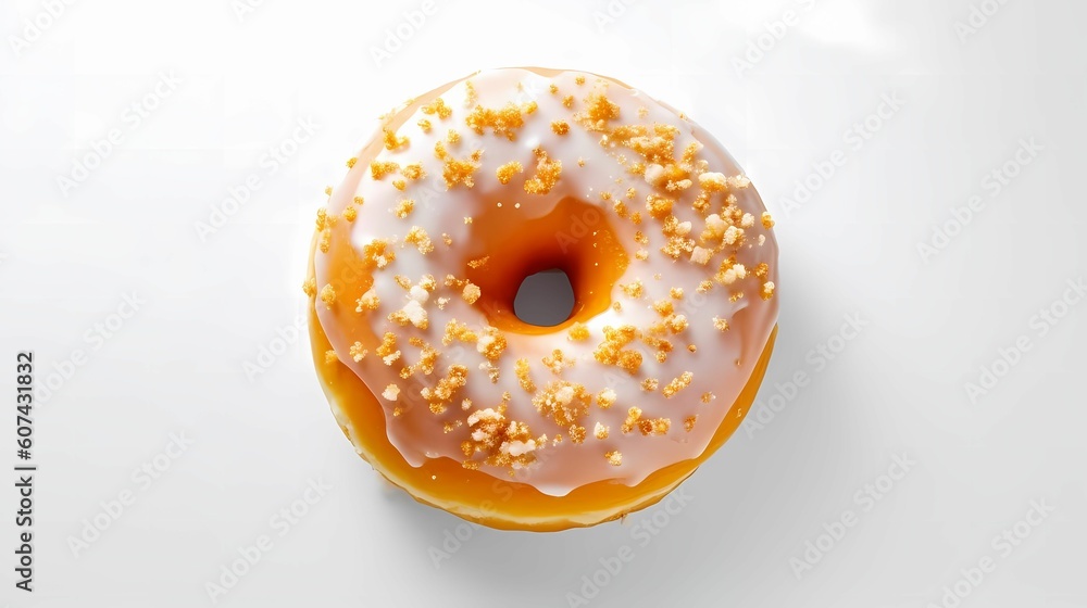 Glazed doughnut isolated on white top view Glazed doughnut isolated on white top view