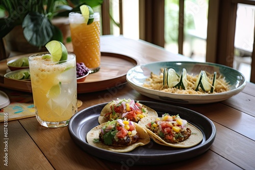 refreshing margarita and taco combo for a delicious summer meal, created with generative ai