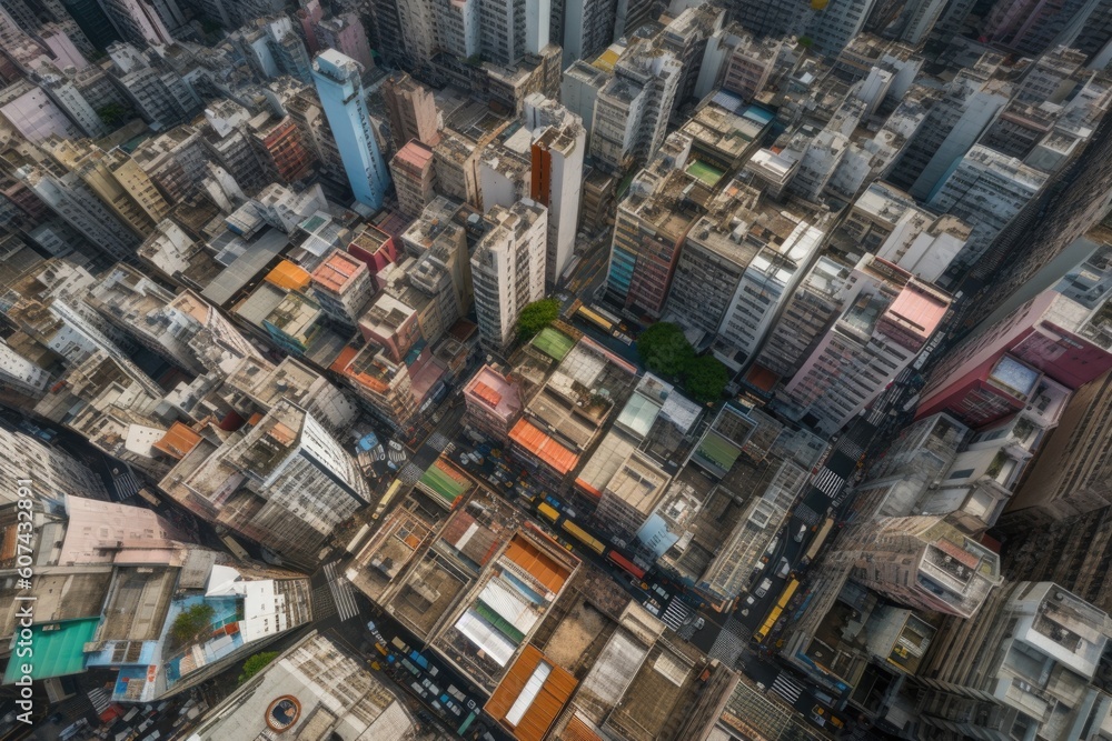 aerial view of busy city with drone, showing hustle and bustle of the metropolis, created with generative ai aerial view of busy city with drone, showing hustle and bustle of the metropolis, created with generative ai