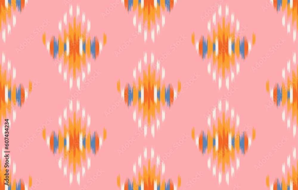 Ethnic abstract ikat art. Seamless pattern in tribal, folk embroidery, and Mexican style. Aztec geometric art ornament print. Design for carpet, wallpaper, clothing, wrapping, fabric, cover, textile. Ethnic abstract ikat art. Seamless pattern in tribal, folk embroidery, and Mexican style. Aztec geometric art ornament print. Design for carpet, wallpaper, clothing, wrapping, fabric, cover, textile.