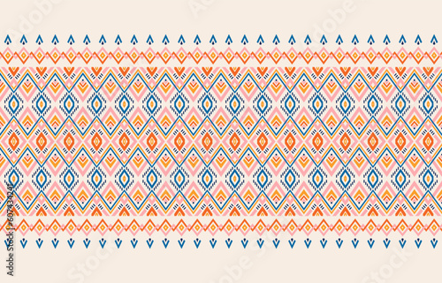 Ethnic abstract ikat art. Seamless pattern in tribal, folk embroidery, and Mexican style. Aztec geometric art ornament print. Design for carpet, wallpaper, clothing, wrapping, fabric, cover, textile.