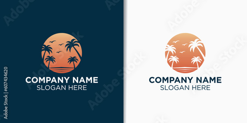 summer vintage logo design vector, holiday retro design, travel logo identity