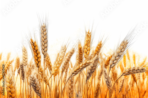 Golden Wheat Field on White Background. Generative AI