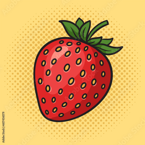 strawberry berry pinup pop art retro vector illustration. Comic book style imitation.