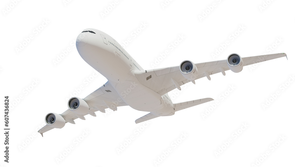 Obraz premium Large passenger airplane isolated on transparent background. 3d rendering.