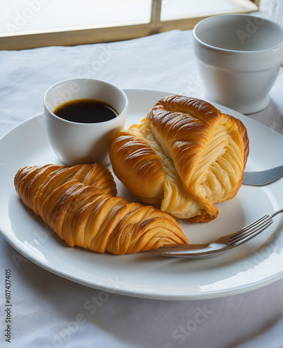 Morning Indulgence  Croissants and Coffee Delights - Indulgencia Matutina  Delicias de Croissants y Caf    generated with AI 