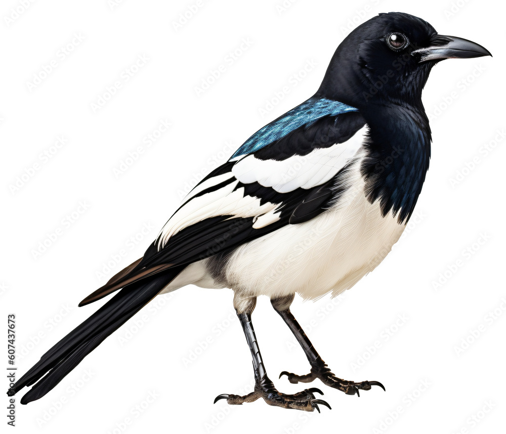 Magpie, raven, crow bird on the transparent background PNG. AI generative Magpie, raven, crow bird on the transparent background PNG. AI generative