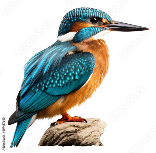 Kingfisher bird on the transparent background PNG. AI generative
