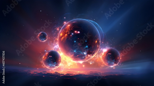 Glowing sky sphere abstract wallpaper. Ai generate