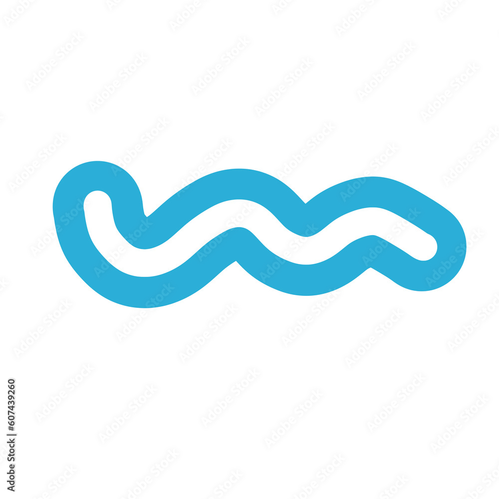 Hand-drawn Cute blue line, shape, strokes, curve, Decoration and elements design in doodle style