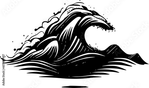 Waves - Black and White Isolated Icon - Vector illustration