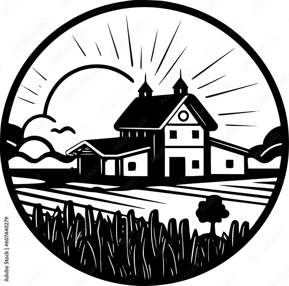 Farm | Minimalist and Simple Silhouette - Vector illustration