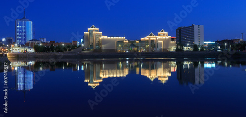 Russia, Chelyabinsk evening view of the river embankment in the city photo