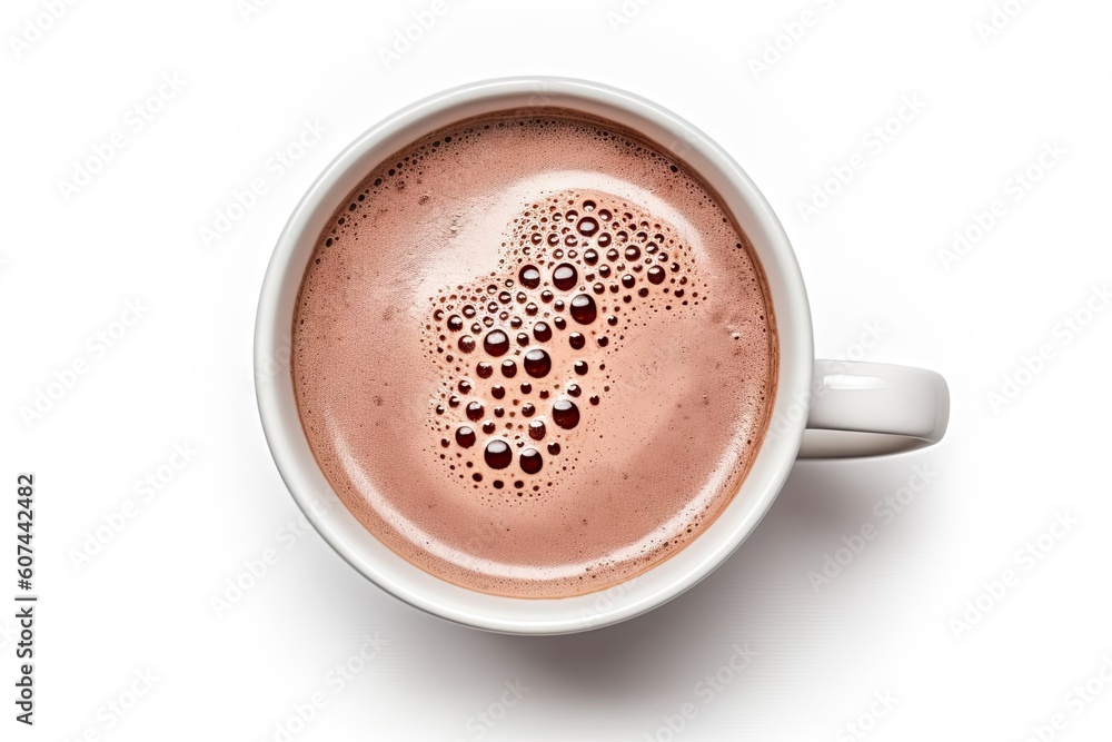 Top View of Isolated Hot Chocolate Mug on White Background Top View of Isolated Hot Chocolate Mug on White Background