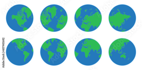 Set of earth globes. Vector illustration isolated on white background. For education or infigraphic design.
