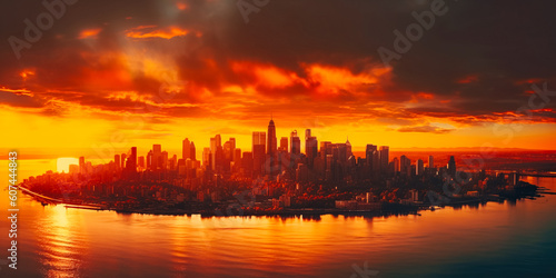 A cityscape silhouette sunset © v.senkiv