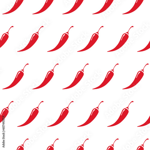 Chilli pepper pattern on white background. Pepper sauce with fire flame. Vector Illustration 10 eps