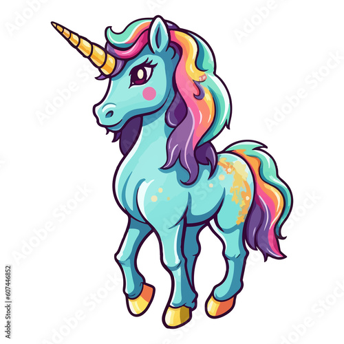 unicorn modern pop art style  Colorful unicorn illustration  pastel sticker cute colors