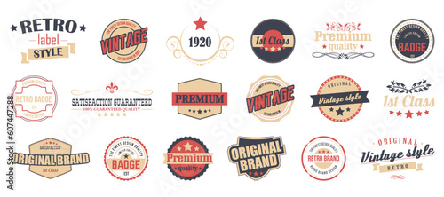 Vintage original badges collection. Set of retro label