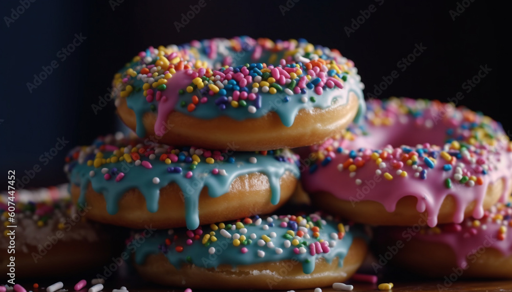 donut with chocolate icing and sprinkles generated by AI