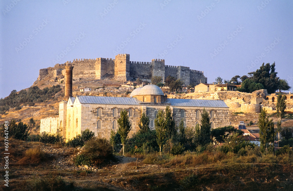 トルコ・セルチュクのイサベイモスクと背景の城塞、İsa Bey Mosque、İsa Bey Camii、 トルコ・セルチュクのイサベイモスクと背景の城塞、İsa Bey Mosque、İsa Bey Camii、