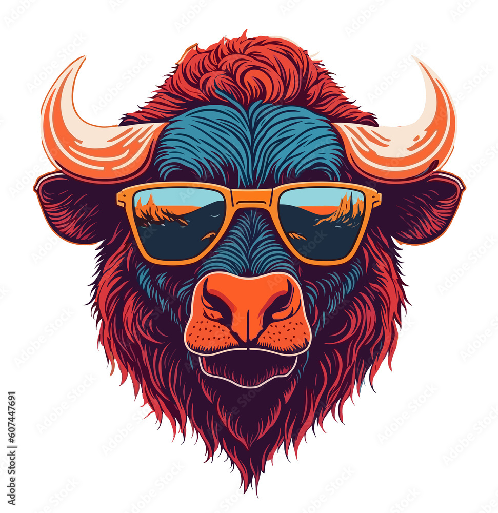 Stylish Buffalo artwork illustration (Generative AI)