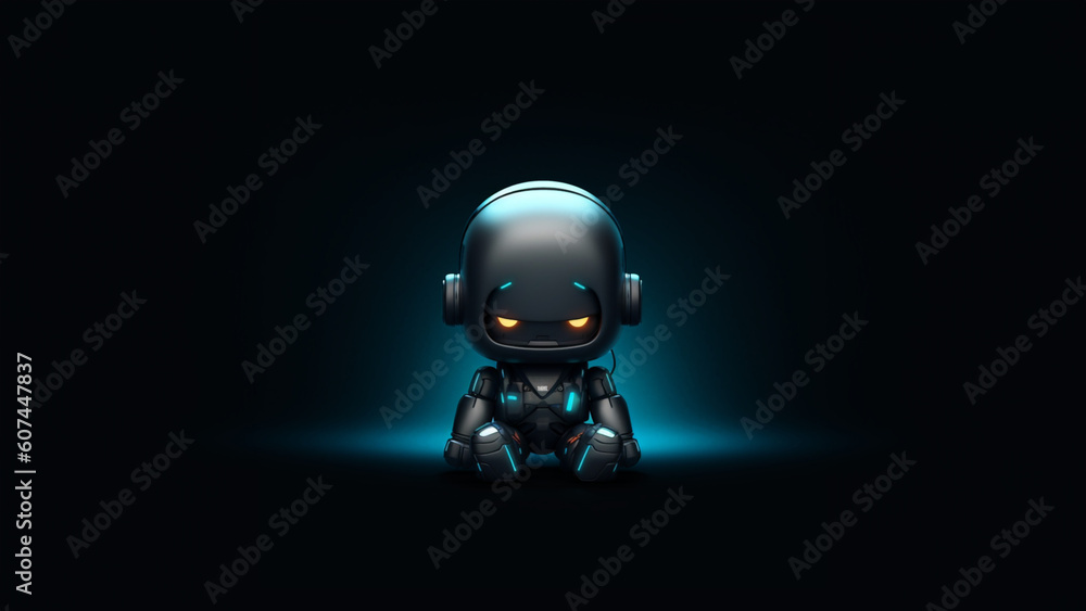 3d render of a robot in black background 3d render of a robot in black background