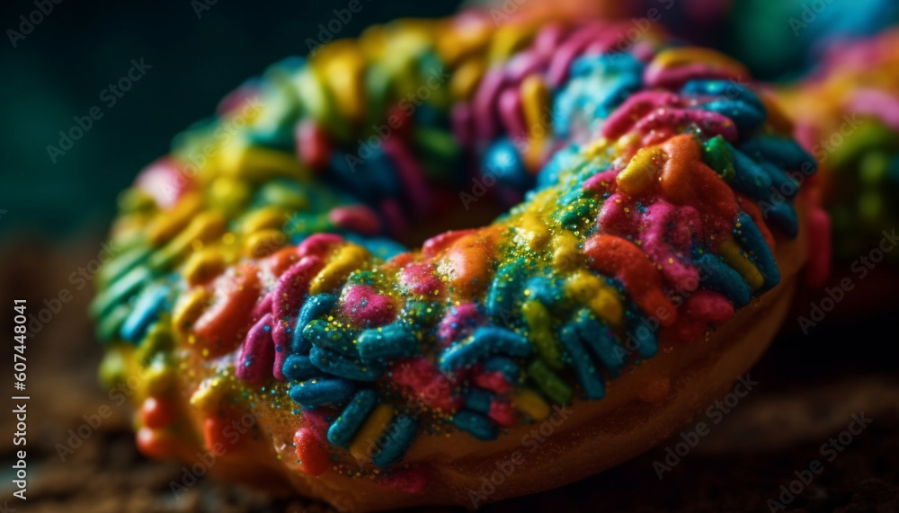 sweet donut with colors chips generated by AI