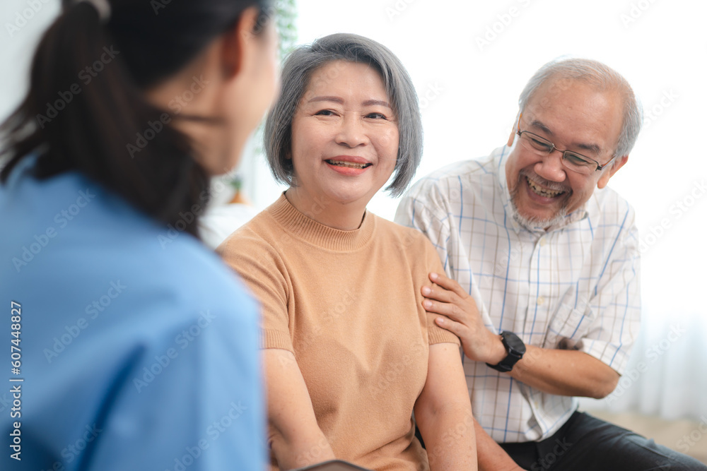 Doctor checking consultation with patient for checkup. work on healthcare paperwork and happiness of medical professional, checklist and report a results in hospital clinic, health insurance business Doctor checking consultation with patient for checkup. work on healthcare paperwork and happiness of medical professional, checklist and report a results in hospital clinic, health insurance business