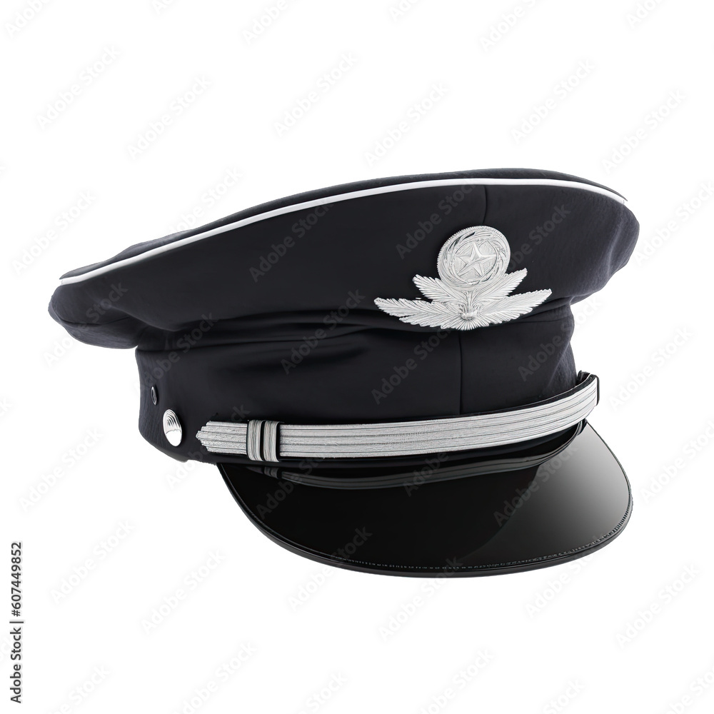 Pilot hat isolated on transparent background. Hat of airline pilots