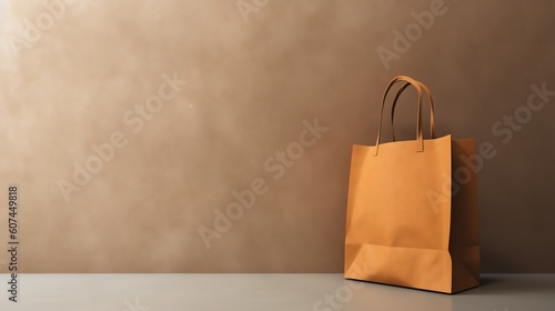 Brown bag illustration for background presentation template. Ai generative