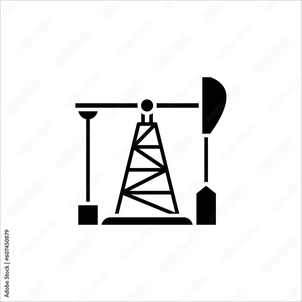 Oil Pump in black flat design for website, mobile applicaton, presentation, infographic on white background. vector illustration