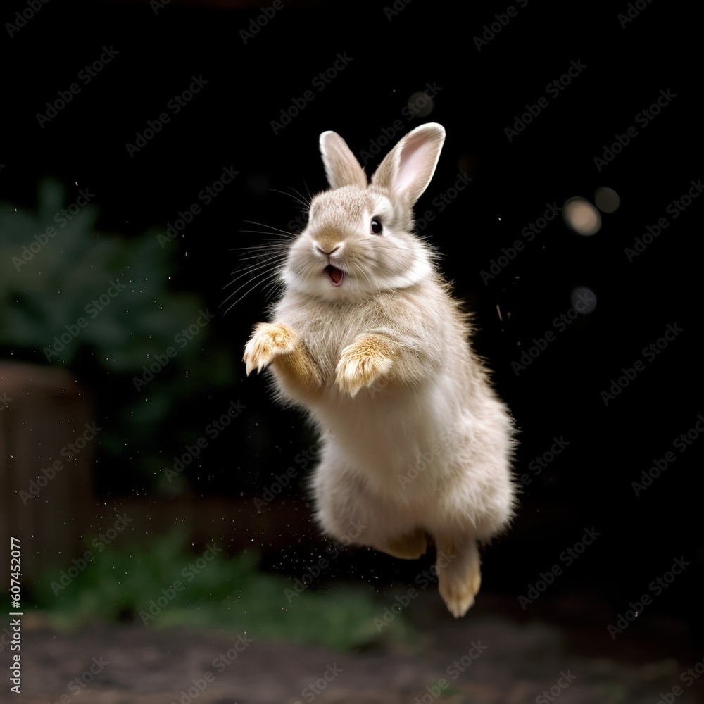 Thrianta Bunny Enjoying a Playful Hop, A Burst of Joy Thrianta Bunny Enjoying a Playful Hop, A Burst of Joy