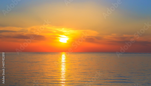 Sunset over the sea in summer