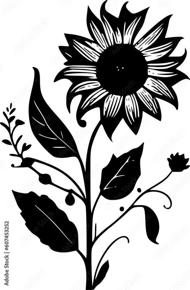 Sunflower | Black and White Vector illustration Sunflower | Black and White Vector illustration