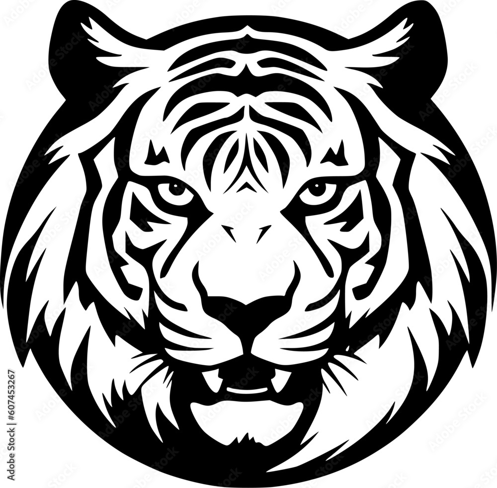 Tiger - Black and White Isolated Icon - Vector illustration Tiger - Black and White Isolated Icon - Vector illustration