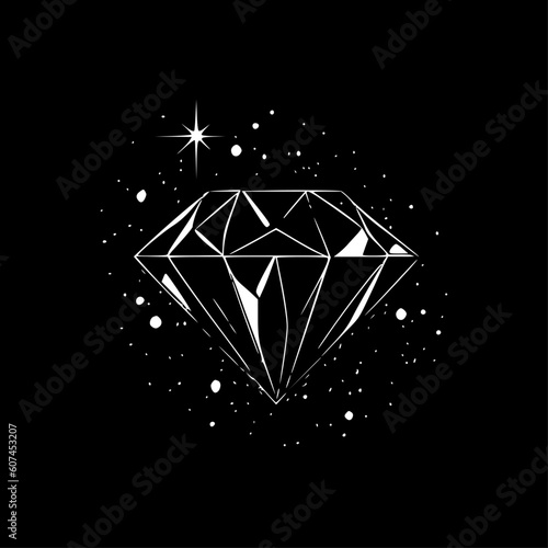 Rhinestone - Black and White Isolated Icon - Vector illustration