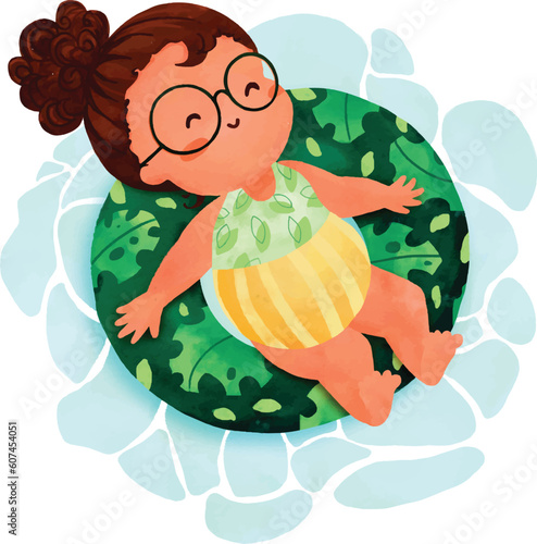 The little girl is sunbathing.