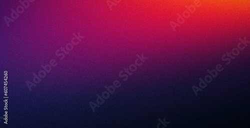 Dark grainy gradient abstract background, red orange purple glowing spot light noise texture effect
