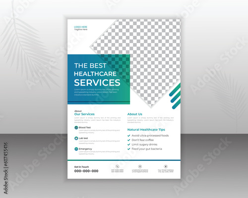 Medical Flyer Design Template For Your Business With Abstract Shapes and a4 size