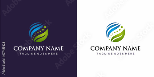 Chiropractic office logo attractive natural, leaf, green