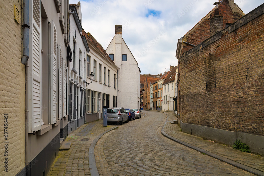 Street in the historic center of Bruges, Belgium, Europe