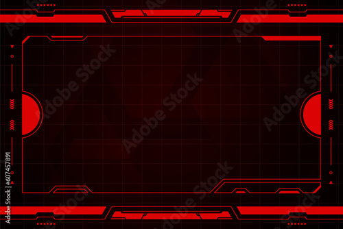 Red control panel display abstract modern technology futuristic interface hud vector design.