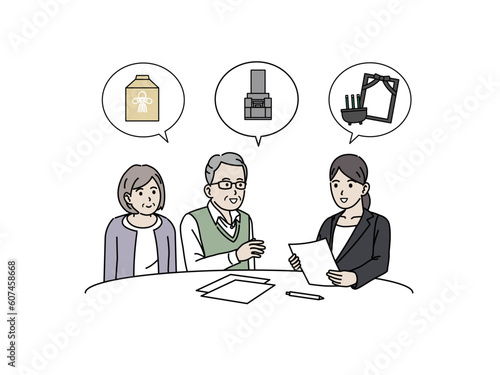 葬儀について相談する老夫婦のイラスト