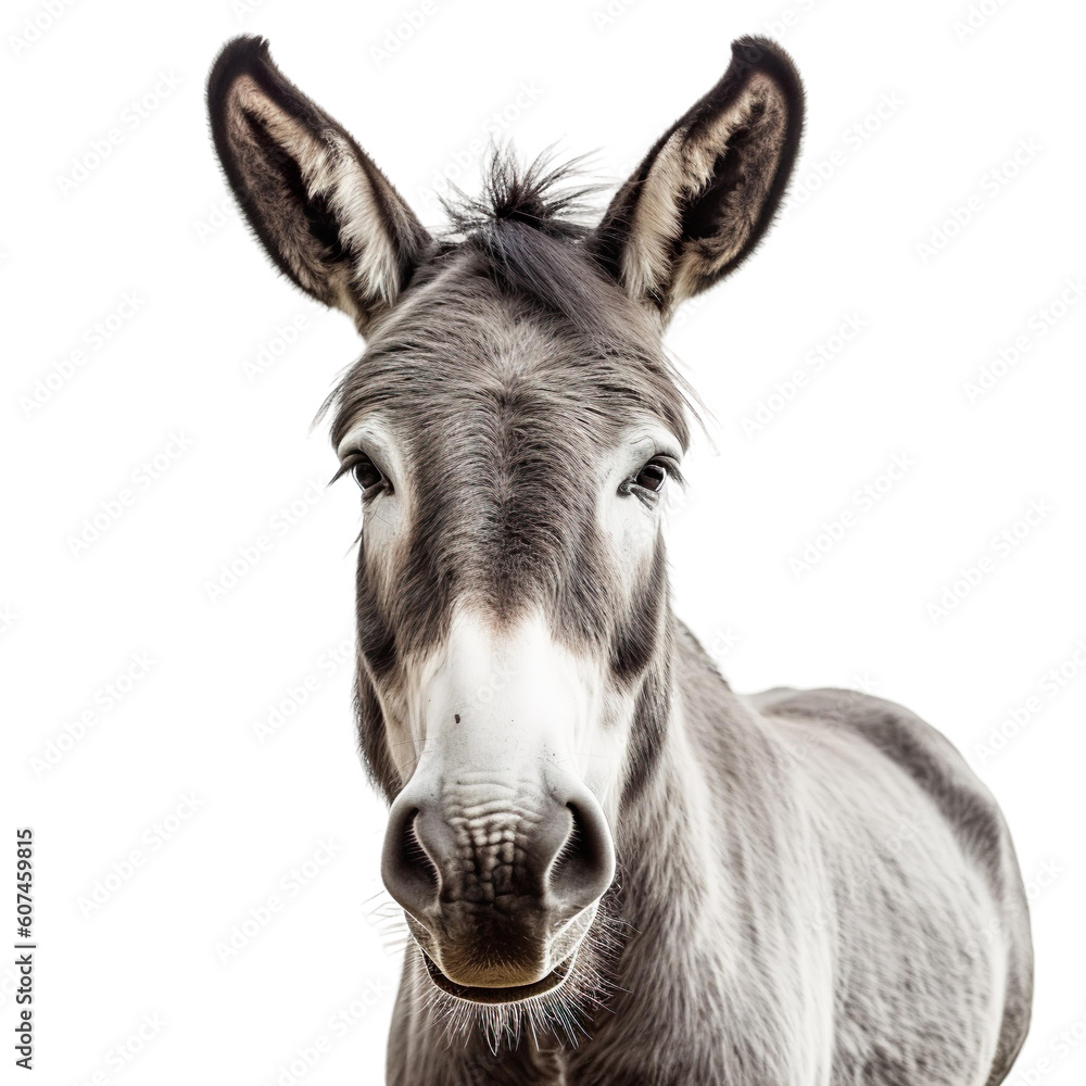 Front view close up of Mule animal isolated on transparent background Front view close up of Mule animal isolated on transparent background