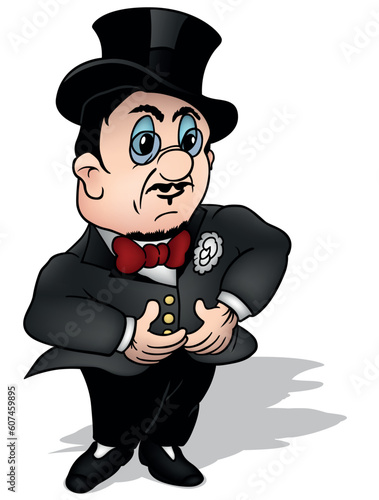 Gentleman in a Black Suit and Cylinder with Red Bow Tie
