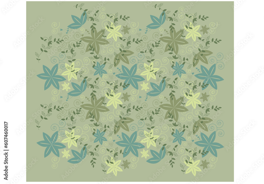 green floral background with butterflies