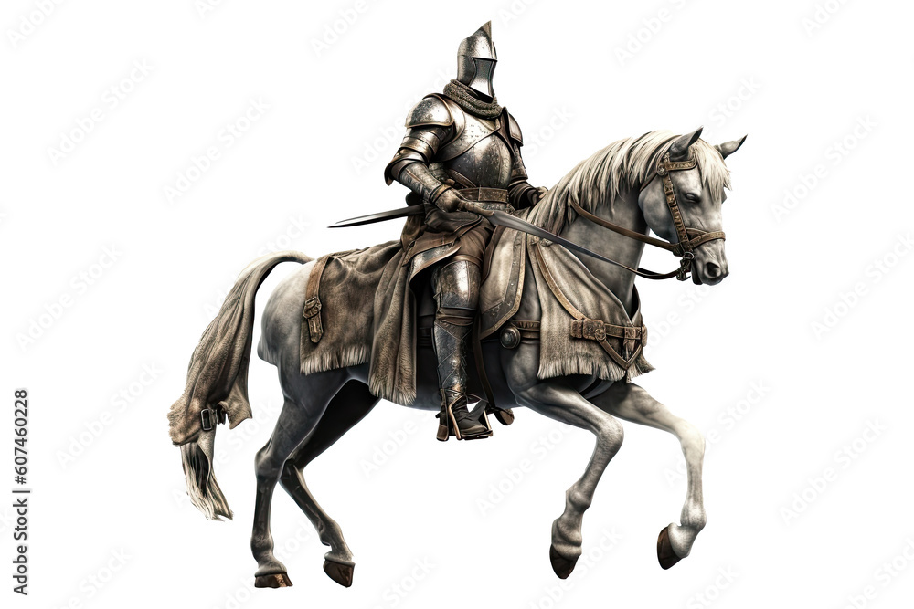 A knight isolated on transparent background - Fictional Person, Generative AI - obrazy, fototapety, plakaty 