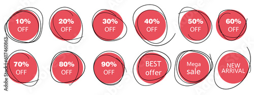 Hand drawn Super Sale sign collection. Set of summer discounts promo tags. set of sale tags. discount label.