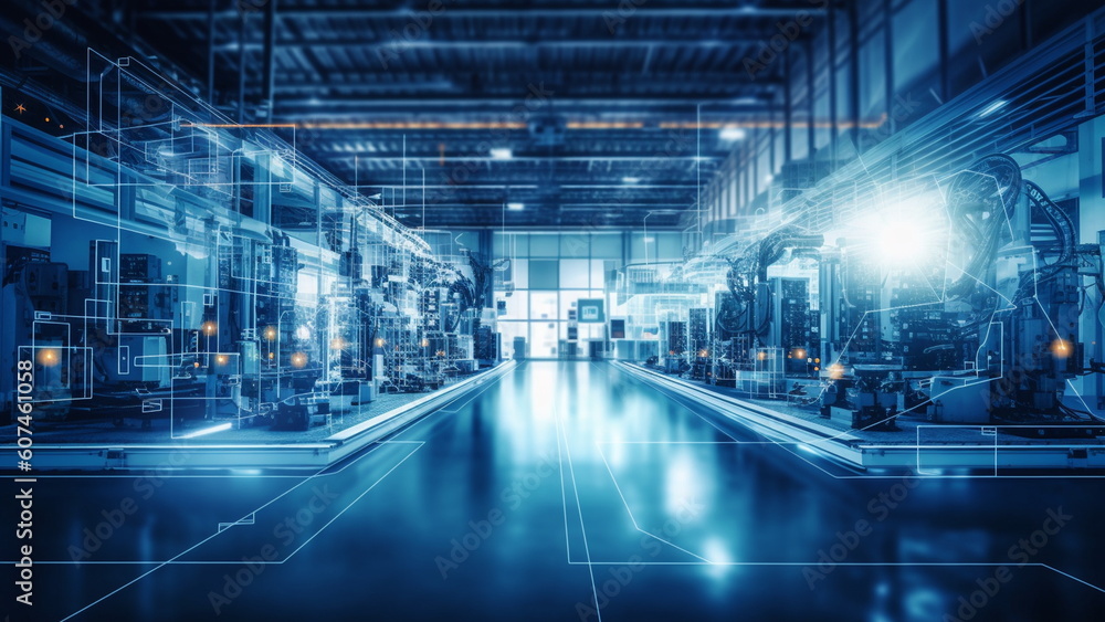 custom made wallpaper toronto digitalIndustry 4.0 concept. industrial instruments in the factory and physical system icons concept with Generative AI.